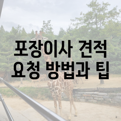 포장이사 견적 요청 방법과 팁
