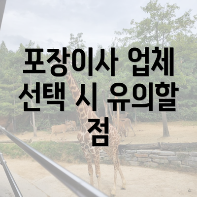 포장이사 업체 선택 시 유의할 점