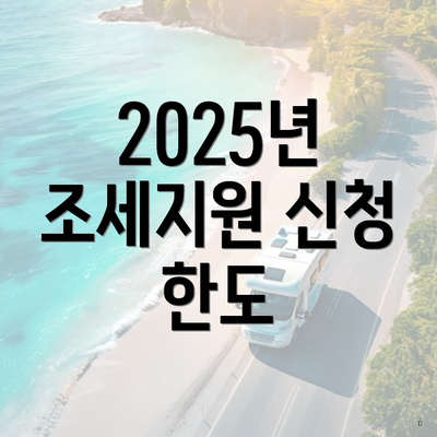 2025년 조세지원 신청 한도