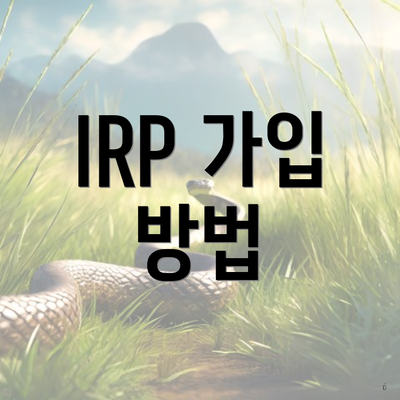IRP 가입 방법