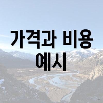 가격과 비용 예시