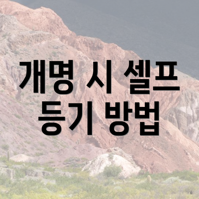 개명 시 셀프 등기 방법