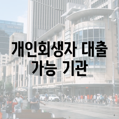 개인회생자 대출 가능 기관