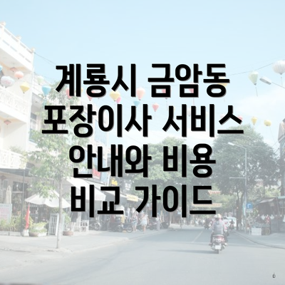 계룡시 금암동 포장이사 서비스 안내와 비용 비교 가이드