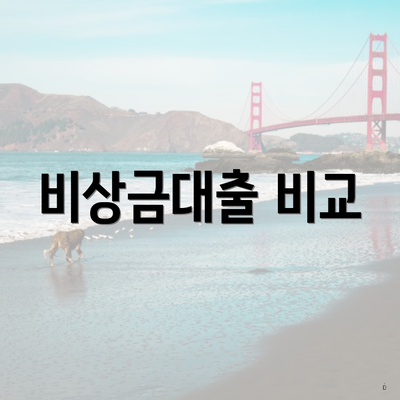 비상금대출 비교