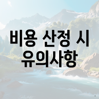 비용 산정 시 유의사항
