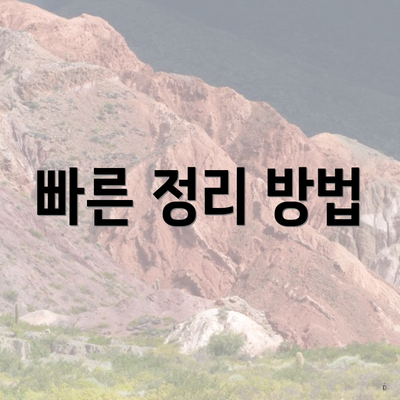 빠른 정리 방법