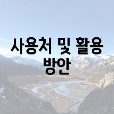 사용처 및 활용 방안