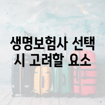 생명보험사 선택 시 고려할 요소