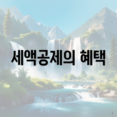 세액공제의 혜택