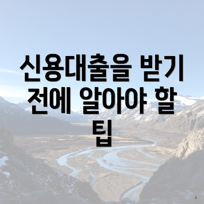 신용대출을 받기 전에 알아야 할 팁