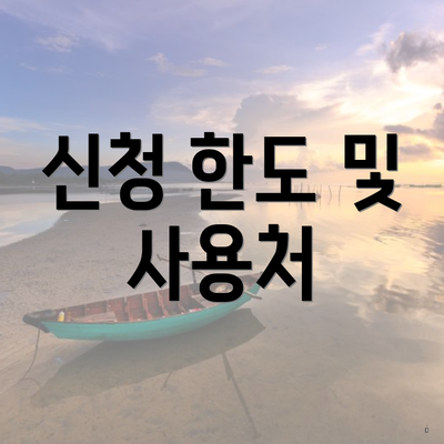 신청 한도 및 사용처