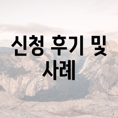 신청 후기 및 사례