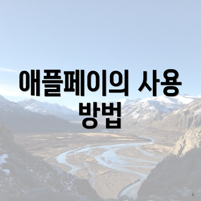애플페이의 사용 방법