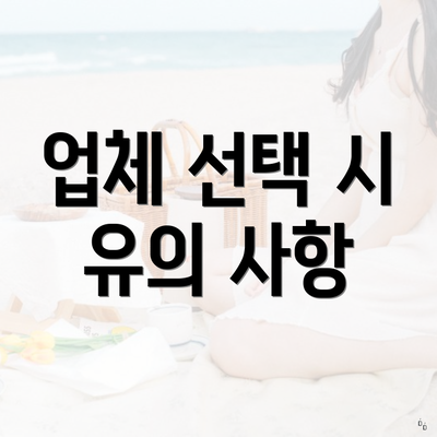 업체 선택 시 유의 사항