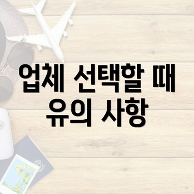 업체 선택할 때 유의 사항