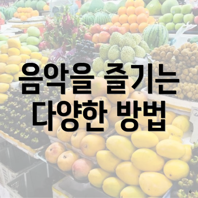 음악을 즐기는 다양한 방법