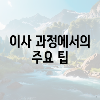 이사 과정에서의 주요 팁