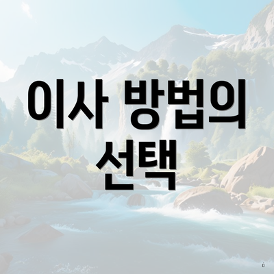 이사 방법의 선택