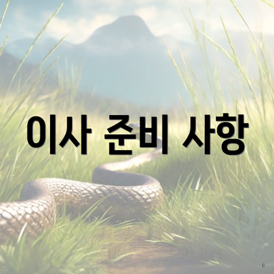 이사 준비 사항