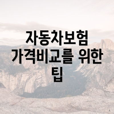 자동차보험 가격비교를 위한 팁