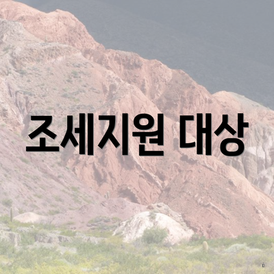 조세지원 대상
