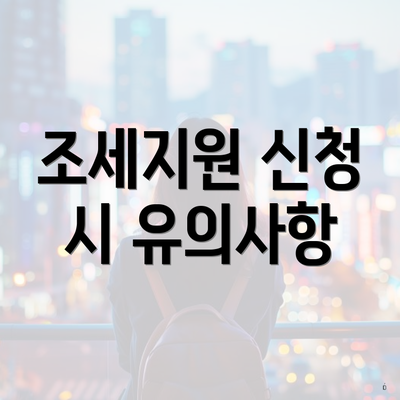 조세지원 신청 시 유의사항