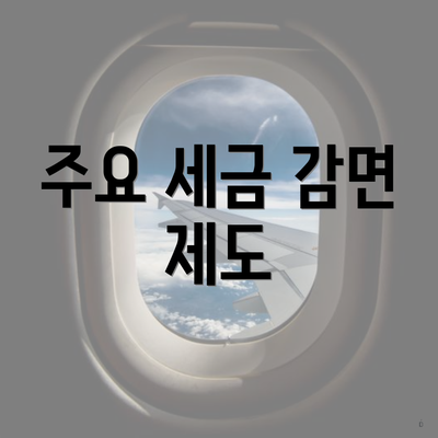 주요 세금 감면 제도
