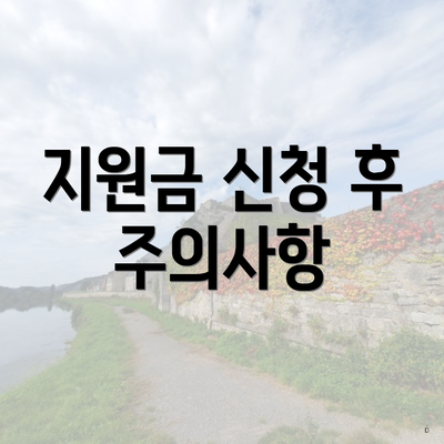 지원금 신청 후 주의사항
