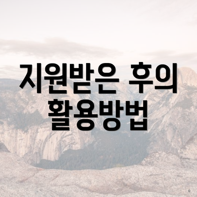 지원받은 후의 활용방법