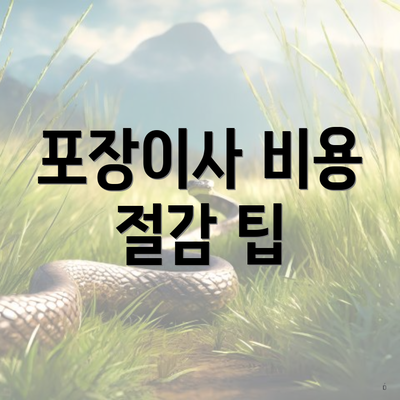 포장이사 비용 절감 팁