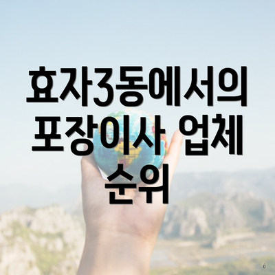 효자3동에서의 포장이사 업체 순위