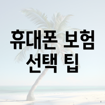 휴대폰 보험 선택 팁