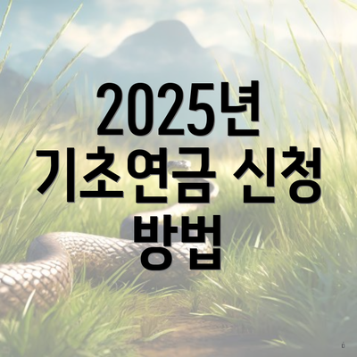 2025년 기초연금 신청 방법