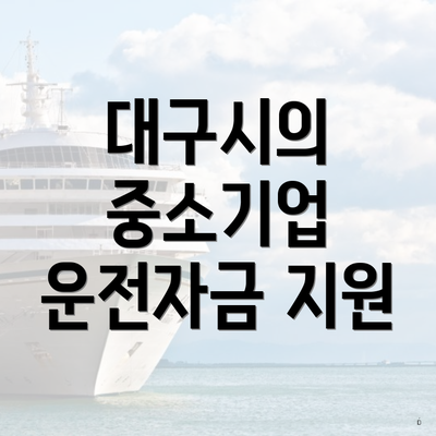 대구시의 중소기업 운전자금 지원