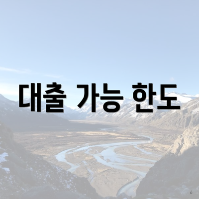 대출 가능 한도