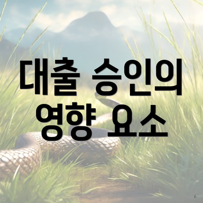 대출 승인의 영향 요소