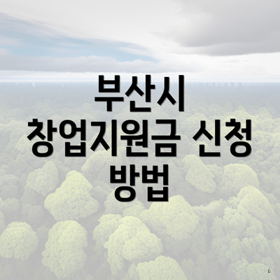 부산시 창업지원금 신청 방법