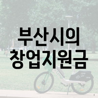 부산시의 창업지원금