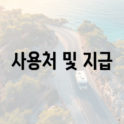 사용처 및 지급