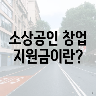 소상공인 창업 지원금이란?