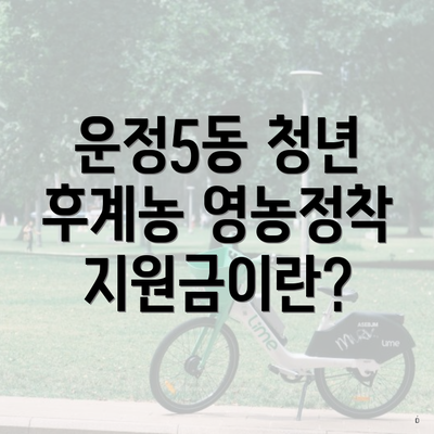 운정5동 청년 후계농 영농정착지원금이란?