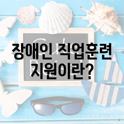 장애인 직업훈련 지원이란?