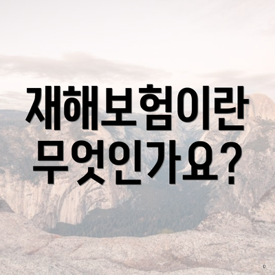 재해보험이란 무엇인가요?