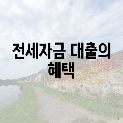 전세자금 대출의 혜택