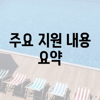 주요 지원 내용 요약