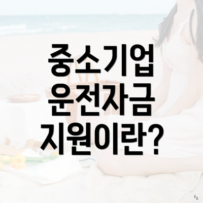 중소기업 운전자금 지원이란?