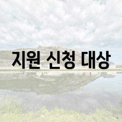 지원 신청 대상
