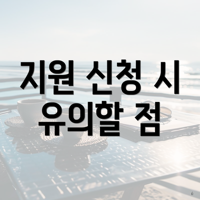 지원 신청 시 유의할 점