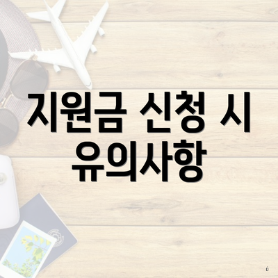 지원금 신청 시 유의사항